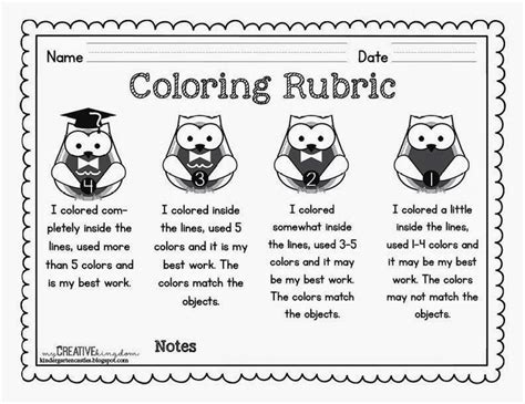 Kindergarten Rubrics Free Coloring Rubric