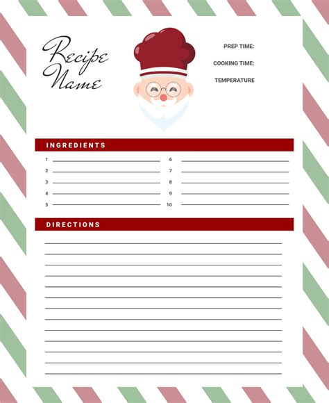 Editable Recipe Card Template Christmas 10 Free Pdf Printables