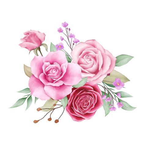 Merangkai Bunga Cat Air Yang Indah Dari Bunga Mawar Mawar Clipart