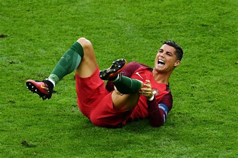 Cristiano Ronaldo Hurt Cries In First Half Of Euro 2016 Final