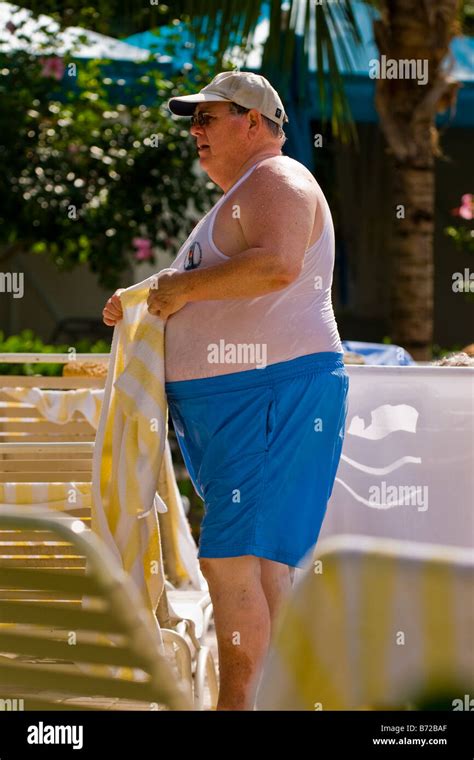 Obese Man In Bathing Suit