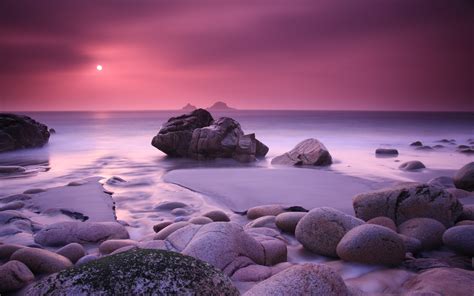 Pink Haze And Stones Wallpaper Nature And Landscape Wallpaper Better