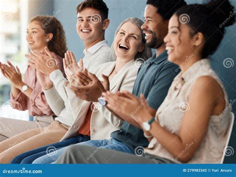Diversity Audience Clapping And In A Meeting Together For Success At