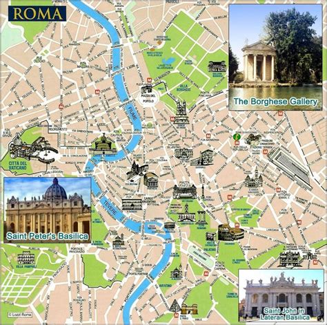 Roma Pontos De Interesse Do Mapa O Mapa De Roma E De Pontos De