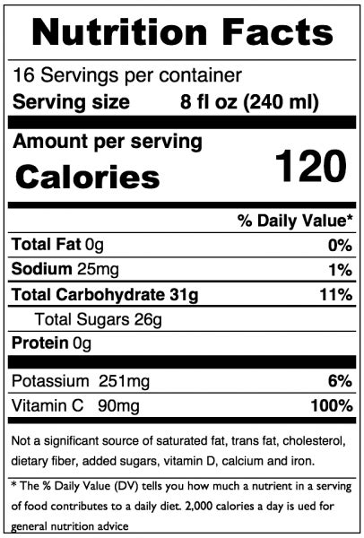 Apple Cider Nutrition Label Besto Blog