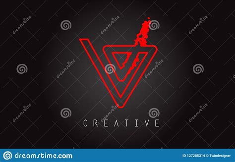 V Monogram Letter Logo Design Brush Paint Stroke Stock Vector