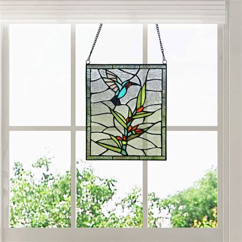 Hummingbird Stained Glass Window Panel