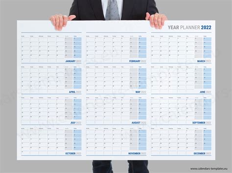 2022 Yearly Wall Planner Kp W16 Calendar Template