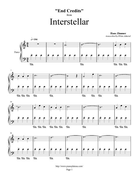 19 Interstellar Piano Suite Sheet Music Info · Music Note Download