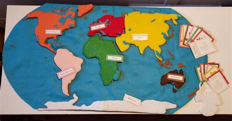 Felt World Map And 3 Part Cards World Map Continents Felting Projects