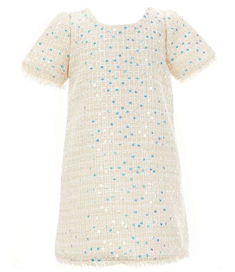 Bonnie Jean Little Girls 4 6x Short Sleeve Sequin Embellished Boucle