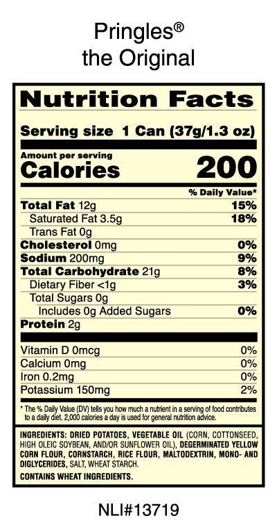 33 Pringles Nutrition Facts Label Labels For You