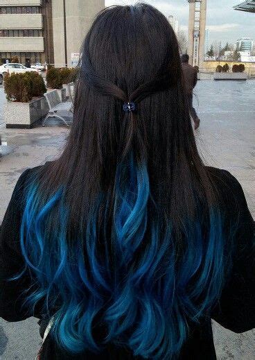 Blue Dark Brown Hair Pontas Azuis Cabelo Cabelos Coloridos Azuis Cabelo