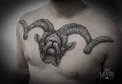 Realistic Ram Dotwork Tattoo By Ien Levin Ram Tattoo Jewelry Tattoo