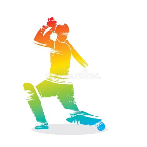 Cricket Player Ready Hit Shot Design Stock Vector Illustration Of