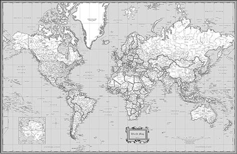 CoolOwlMaps World Wall Map Classic Black 0680474409334 Amazon Books