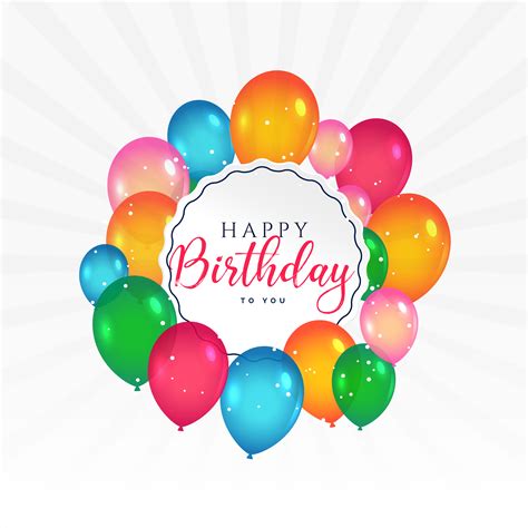 Happy Birthday Card With Colorful Balloons Download Free Vector Art
