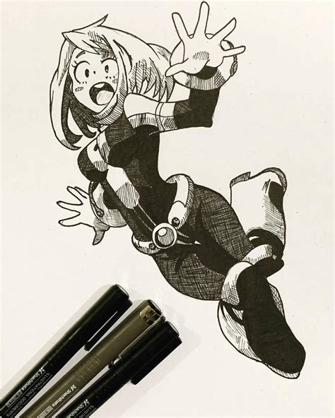Uraraka Ochaco Anime Drawing Ink By Rami Blog On Deviantart