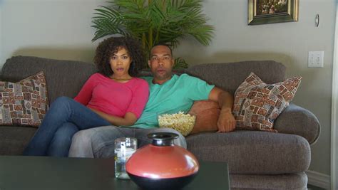 Black Teen Couple Watching Tv Stock Footage Video 4783964