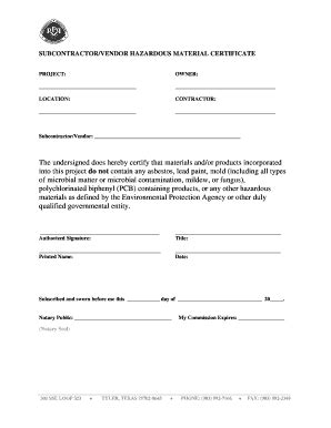 Fillable Online Hazardous Material Certificatedoc Fax Email Print