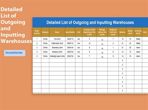 Excel Of Simple Warehouse Listxlsx Wps Free Templates