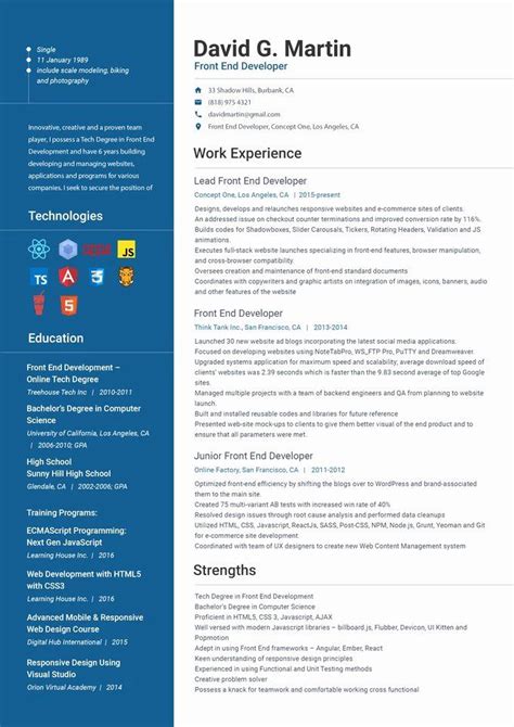 Complete guide & samples 2021. 20 Entry Level Front End Developer Resume in 2020 (With ...