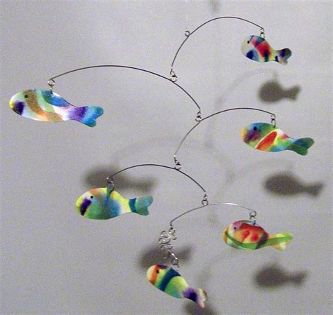 Kinetic Hanging Mobile Art School Of Fish By Skysettermobiles