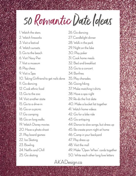 50 Romantic Date Ideas A Simple List For You Cute Date Ideas