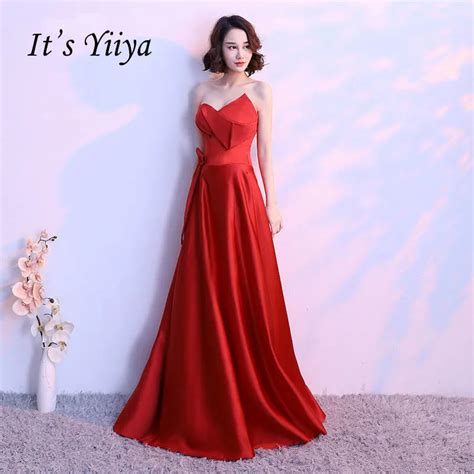 It S Yiiya Sex Red Backless Strapless Bow Pleart Traffeta Elegant Zipper Party Formal Dress