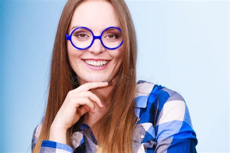 Happy Smiling Nerdy Woman In Weird Glasses Stock Image Image Of Weirdo Smile 84008627