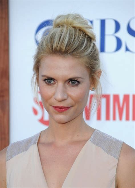 Claire Danes Casual Loose High Bun Updo Hairstyles Weekly