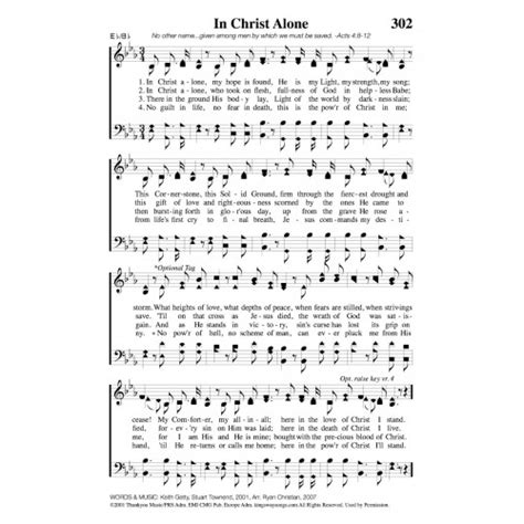 The pdf files have the printable music scores. In Christ Alone PDF
