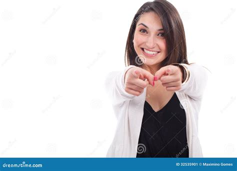 Young Woman Pointing To Somewhere Stock Image Image Of Fresh