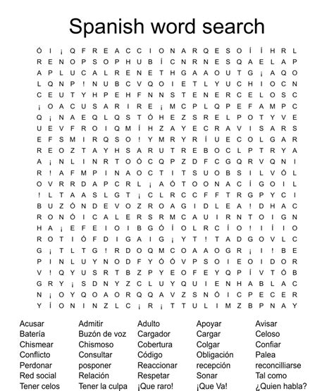 Spanish Word Search Free Printable For Kids