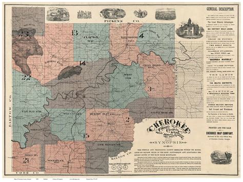 Cherokee County 1895 Georgia Old Map Reprint Old Maps