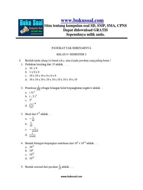 Soal Pangkat Kelas 9 Riset