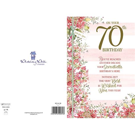 70th Birthday Female Card Nice Verse Occasion Cards