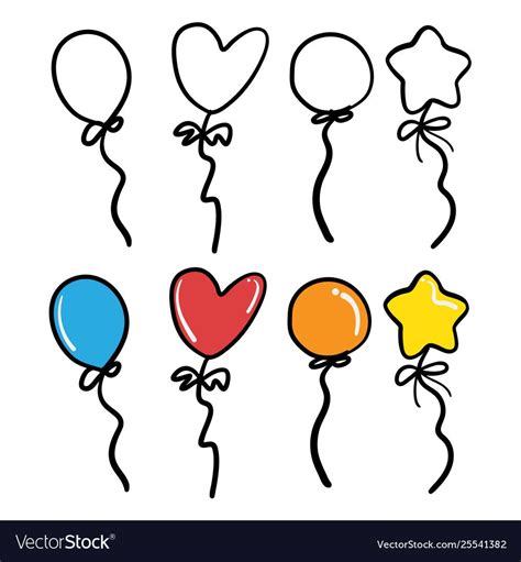 Isolated Balloon Design Hand Draw Doodle Vector Balloon Hand Draw