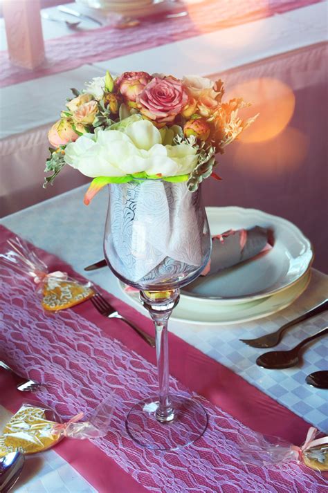 For a whimsical touch, make a mexican centerpiece with a sombrero, poncho, eyes & mustache on a round glass vase; Free Images : wedding, table, decoration, setting, white ...