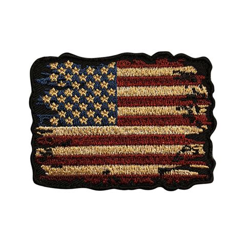 Distressed American Flag Vintage Looking Patch Embroidered Hook