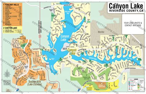 Canyon Lake Map With Tuscany Hills Riverside County Ca Otto Maps