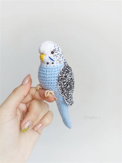 Blue Budgerigar Crochet Parakeet Stuffed Animal Plush Parrot Etsy