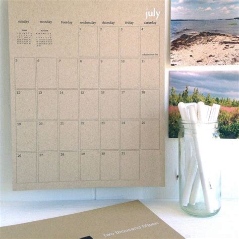 2015 Kraft Wandkalender Etsy Wall Calendar Calendar Wall