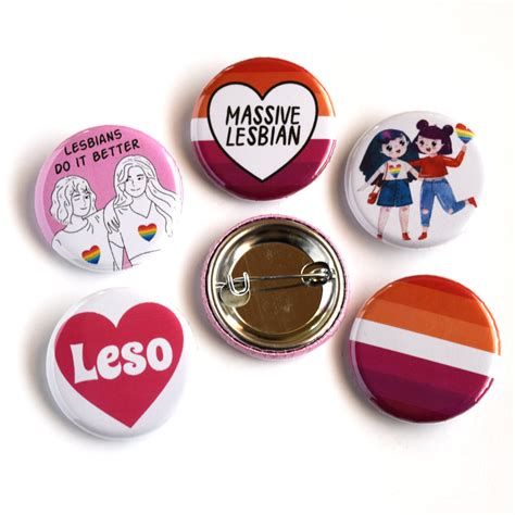 Lesbian Pride Badge Set 6 X 125 Inch Pinback Buttons Etsy
