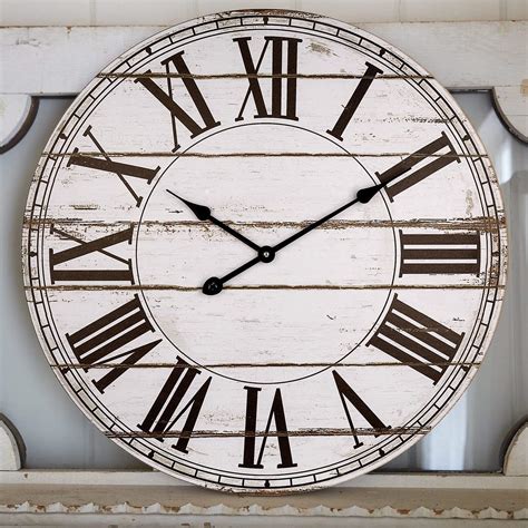 Buy Bew Large Wall Clock Rustic Farmhouse Distressed Shiplap Wall