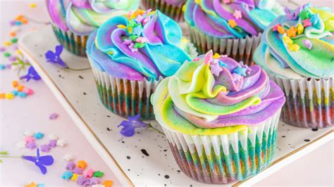 Homemade Rainbow Cupcakes Recipe