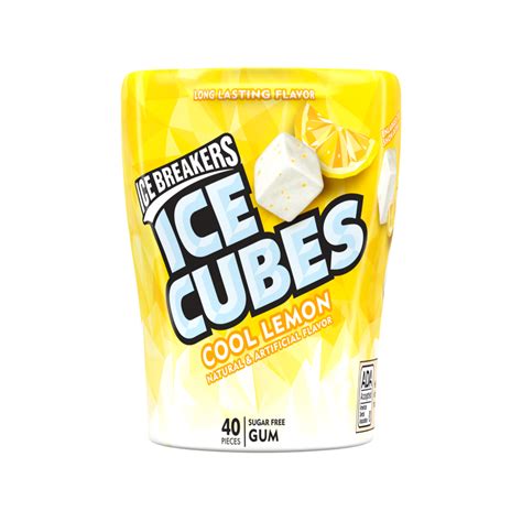 Ice Breakers Ice Cubes Cool Lemon Sugar Free Gum 324 Oz Bottle 40 Pieces