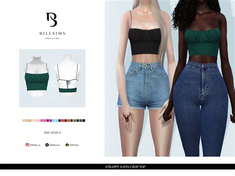 The Sims Resource Strappy Satin Crop Top