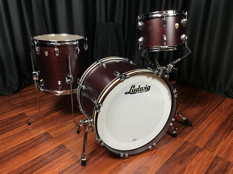 Ludwig Usa Classic Maple Downbeat Satin Mahogany With Vmp Inlays 3pc