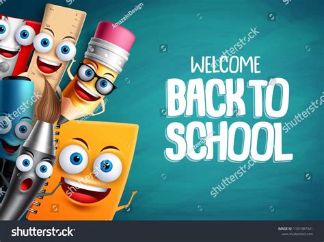 School Characters Vector Education Background Back To School Text With